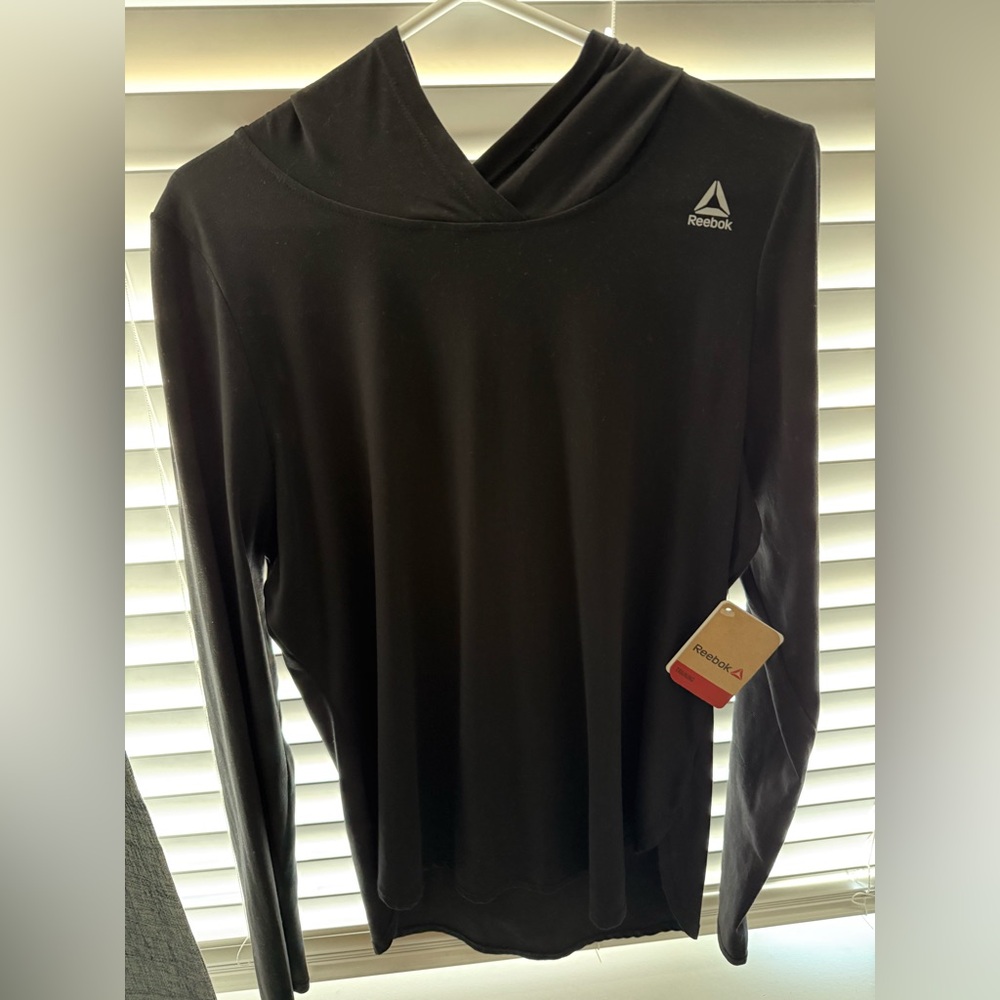 Reebok Black Hooded Long Sleeve Athletic Top. Three available. $20 each.
